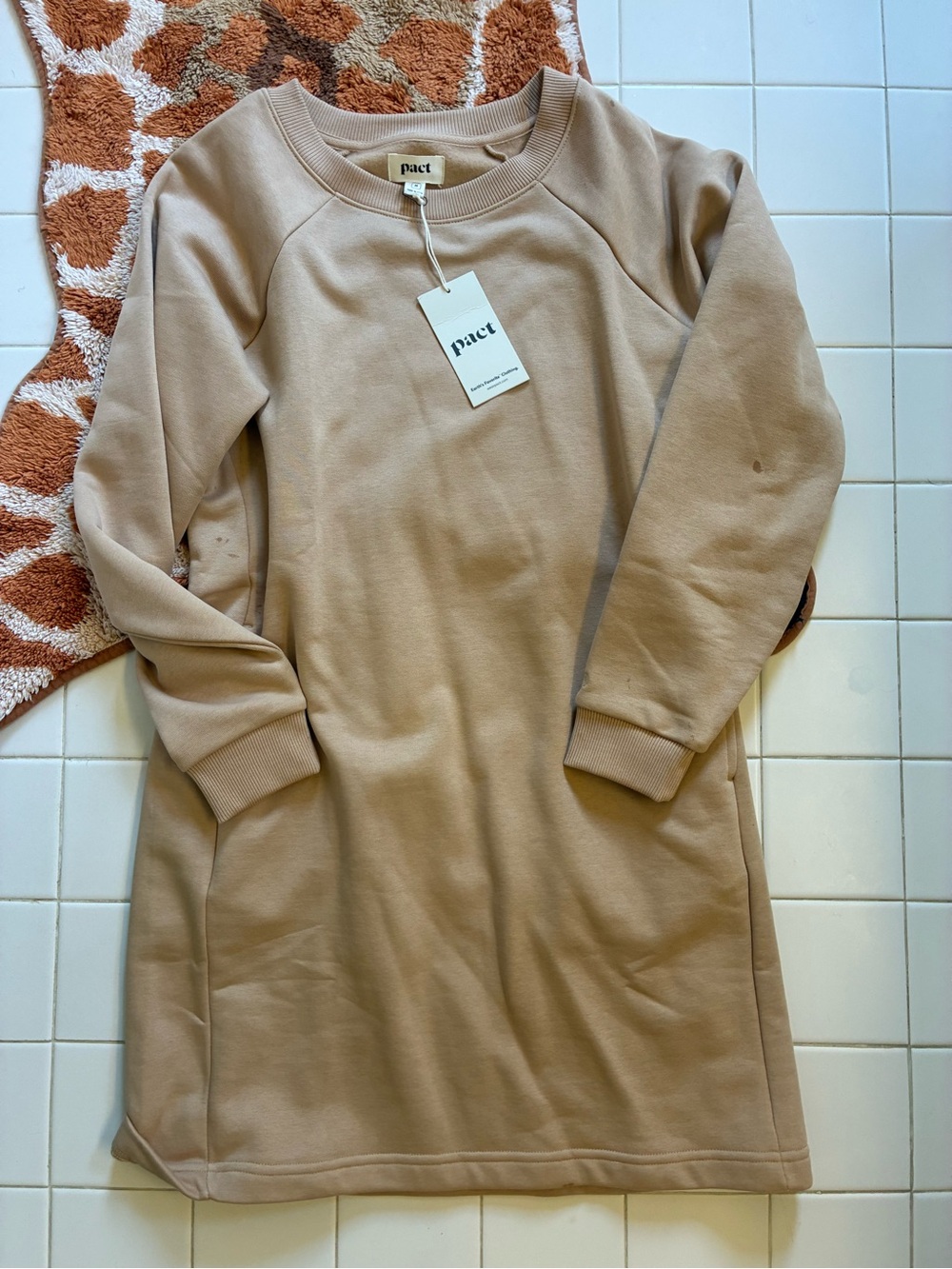 pact Women's Beige Sweatshirt Dress M new